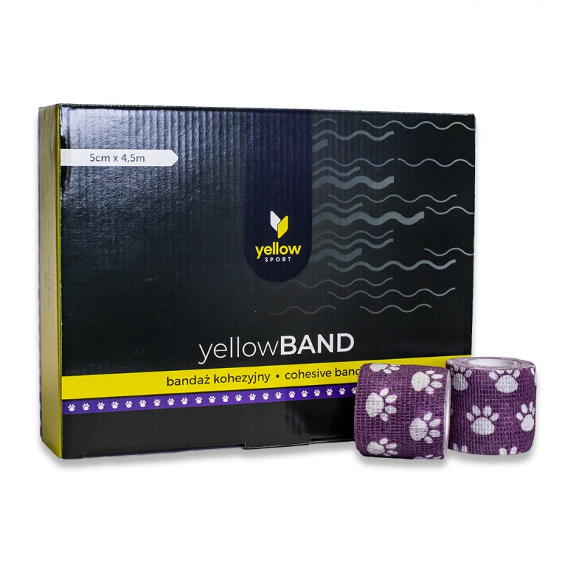 Bandaż samoprzylepny YellowBAND fioletowy w łapki 12 szt.