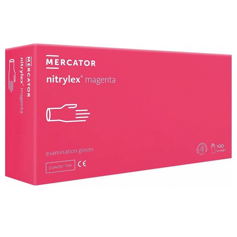 Rękawiczki jednorazowe nitrylowe różowe Mercator Nitrylex Magenta 100 szt.