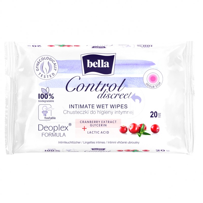 Chusteczki nawilżane do higieny intymnej Bella Control Discreet 20 szt.
